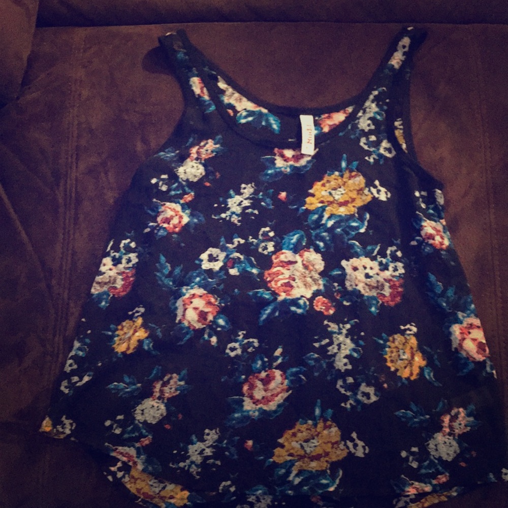 Black sheer floral top